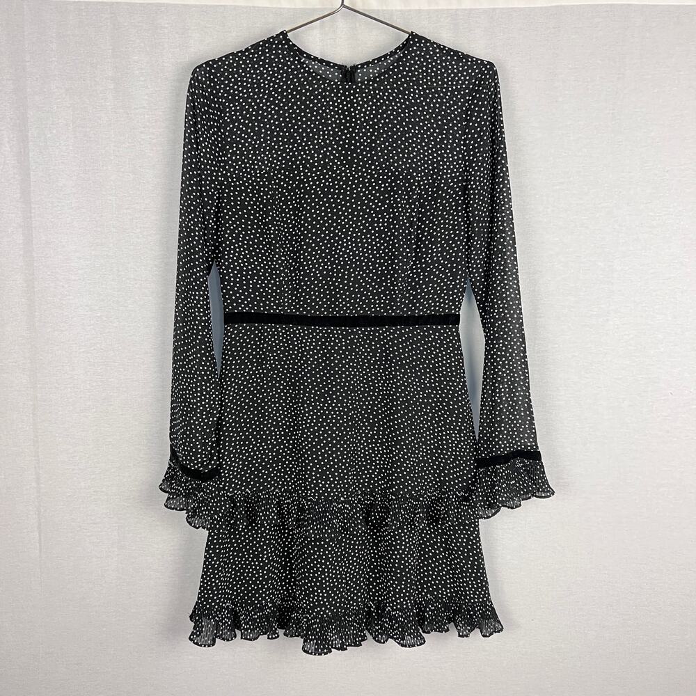 ⭐️ Lulus Dress Black Polka Dot A-Line Mini Ruffle Party Retro Twee Party